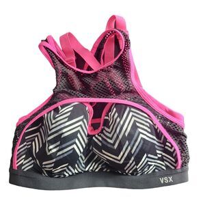 Victoria's Secret‎ Sport Bra 32D Womens Underwired Padded Black Grey Pink